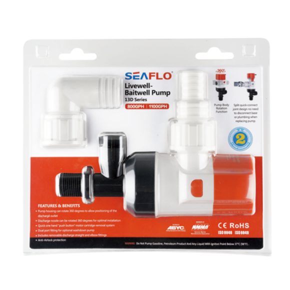 Помпа циркуляционная SeaFlo трюмная, 12V 600 галлон/час, патрубок 19 мм/29 мм Помпа циркуляционная SeaFlo трюмная, 12V 600 галлон/час, патрубок 19 мм/29 мм