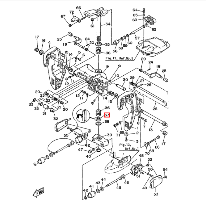 Сальник поворотной рамы Yamaha 40-90 (93109-30M03) (30x40x6) (Yamaha)
