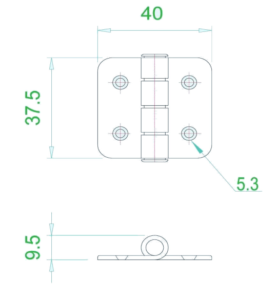 Петля 37х40х2 мм нержавеющая