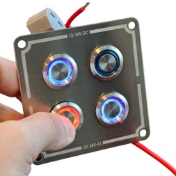 Панель управления 3+1 ‑ кнопочная 15А с LED‑подсветкой (вкл/выкл), AISI304