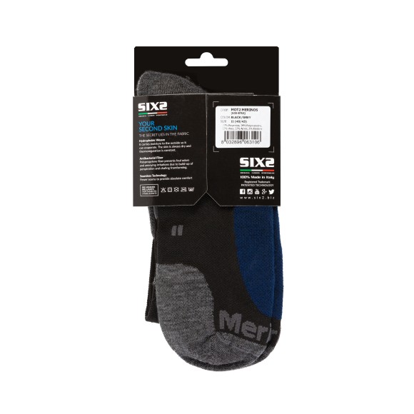 Носки SIXS MOT2 MERINOS Black/Grey, 44/47
