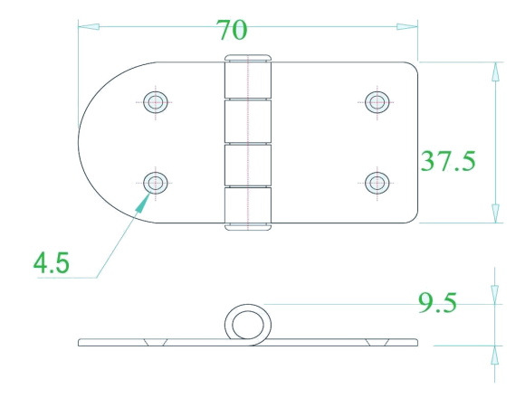 Петля 37,5х70 мм нержавеющая Петля 37,5х70 мм нержавеющая