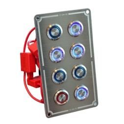 Панель управления 7+1 ‑ кнопочная 15А с LED‑подсветкой (вкл/выкл), AISI304