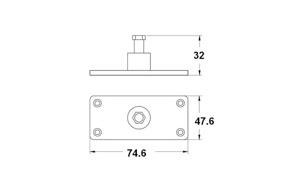 Кронштейн палубный с винтом 74,6x47,6 мм, Marine Rocket Кронштейн палубный с винтом 74,6x47,6 мм, Marine Rocket