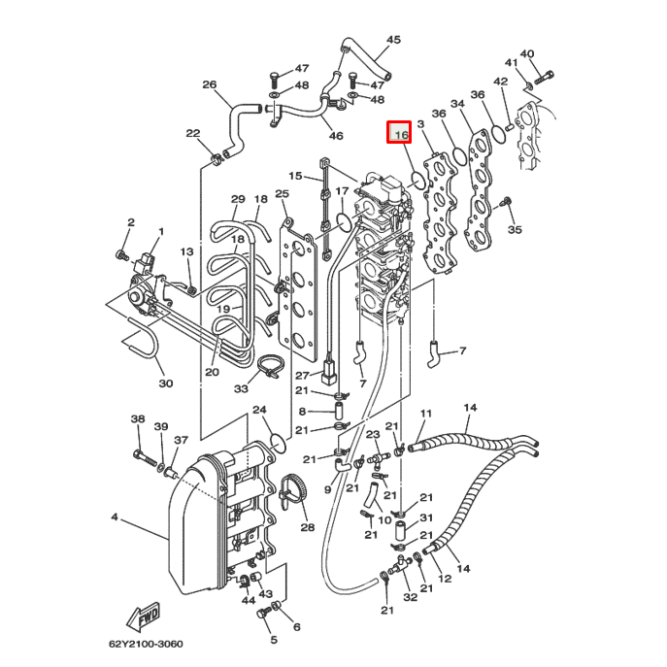 Кольцо уплотнительное карбюратора Yamaha F40-50 (62Y) 93210-30MH4