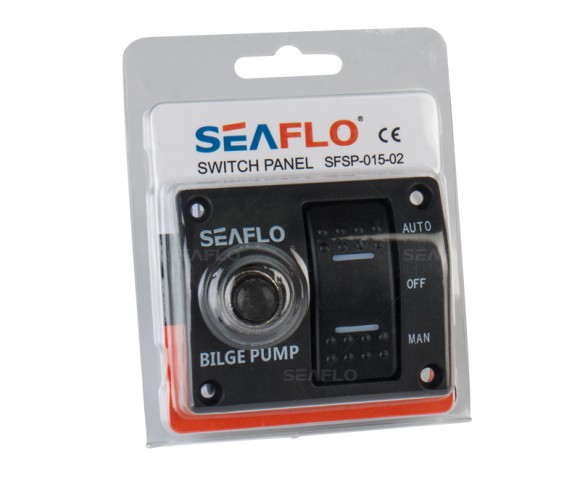 Панель управления с предохранителем для осушительного насоса (ручной-выкл-авто) 12/24В, пластик Панель управления с предохранителем для осушительного насоса (ручной-выкл-авто) 12/24В, пластик