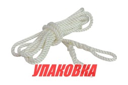 Веревка из полиэстера с огонами для крепления кранца, d6 мм, L1,5 м, цвет белый, комплект 2 шт. (упаковка из 12 шт.)