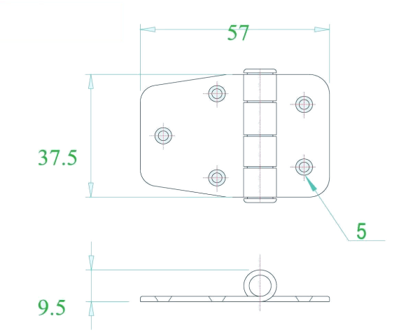 Петля 57х37х2 мм нержавеющая Петля 57х37х2 мм нержавеющая