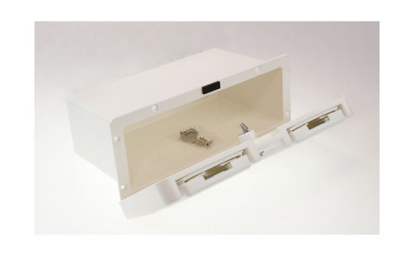 Ящик для мелочей врезной, с замком и складным подстаканником, белый