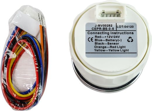 Указатель давления масла цифровой 0-5 бар, черный циферблат, нержавеющий ободок, д. 52 мм, Marine Rocket