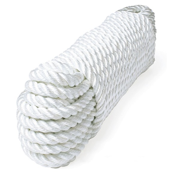 Трос швартовый трех прядный 10мм*9м белый