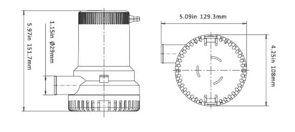 Помпа осушительная 12 В, 1500GPH (5677,5 л/час), SeaFlo