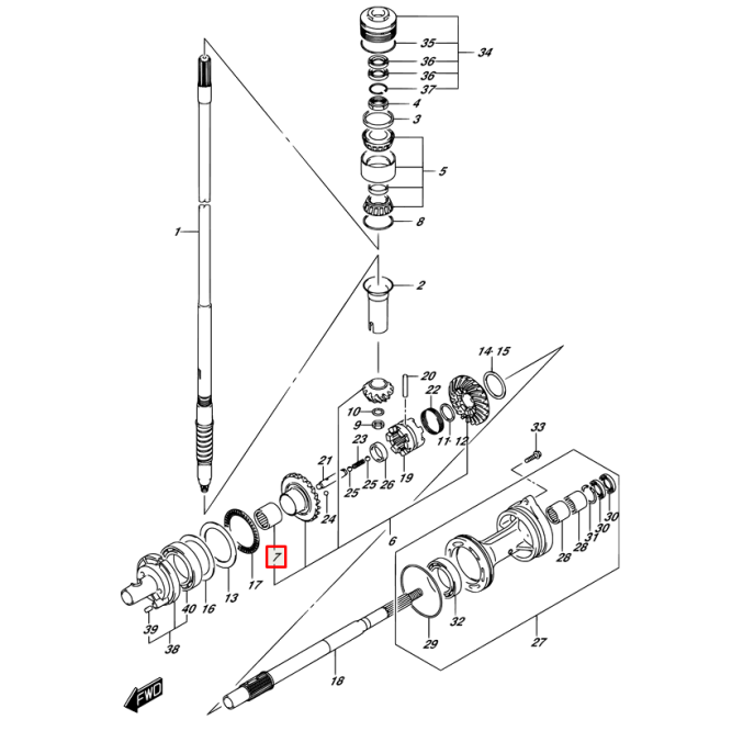 Подшипник игольчатый Suzuki DF150-300, DF70-200(A) (93317-325U0) (25x32x26) (Omax)