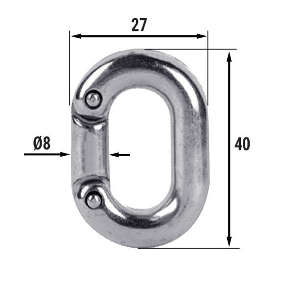 Звено ремонтное для цепи 8мм, нерж. сталь AISI316 Звено ремонтное для цепи 8мм, нерж. сталь AISI316