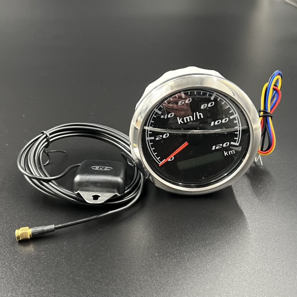 Спидометр аналоговый до 120 км/ч с GPS-модулем (черный, хромированный ободок) (DEPO) Спидометр аналоговый до 120 км/ч с GPS-модулем (черный, хромированный ободок) (DEPO)