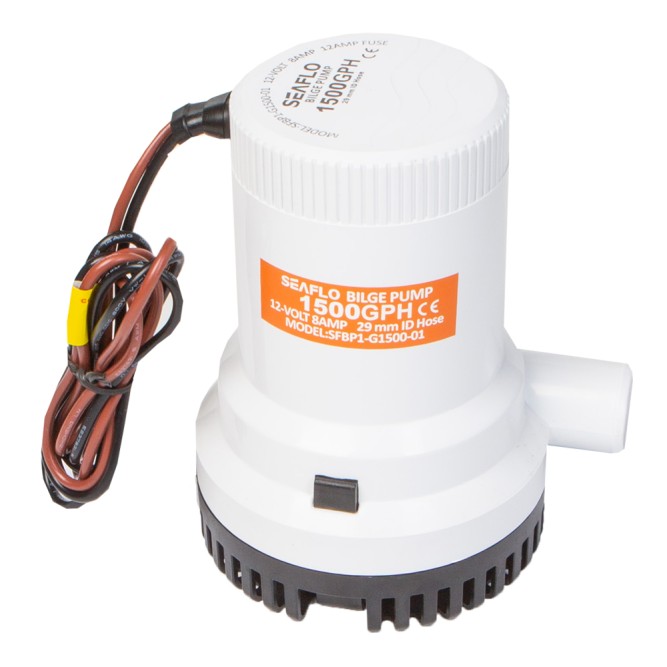 Помпа водооткачивающая SeaFlo трюмная, 12V 1500 галлон/час, патрубок 29 мм