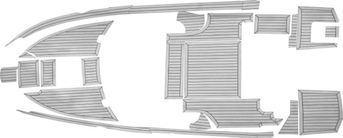 Комплект палубного покрытия для Hammertone 25 HT, тик серый, с обкладкой, Marine Rocket