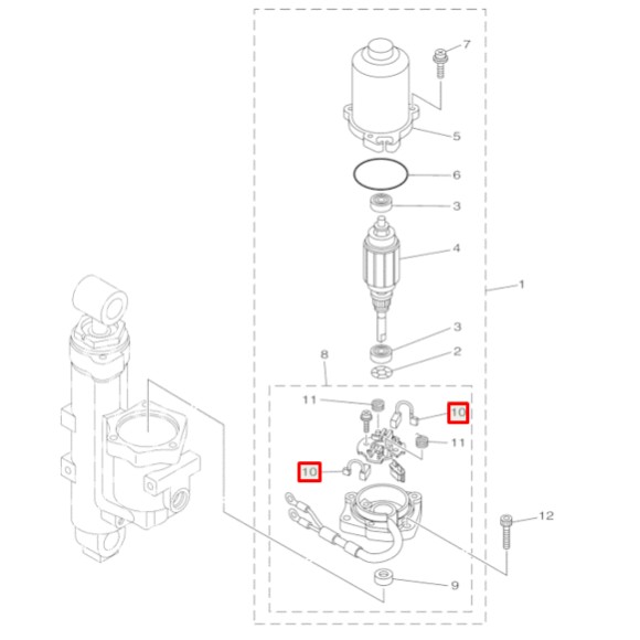 Щетка мотора гидравлики Yamaha F40-60 (PREMARINE)
