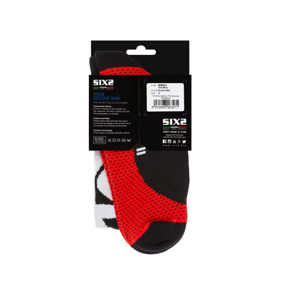 Носки SIXS SPEED2 Black/Red, 40/43, Артикул: SPE2-II-NERO Носки SIXS SPEED2 Black/Red, 40/43, Артикул: SPE2-II-NERO