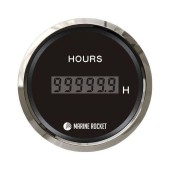 Счетчик моточасов цифровой 0-99999, 9 ч., черный циферблат, нержавеющий ободок, д. 52 мм, Marine Rocket Счетчик моточасов цифровой 0-99999, 9 ч., черный циферблат, нержавеющий ободок, д. 52 мм, Marine Rocket