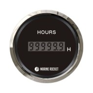 Счетчик моточасов цифровой 0-99999, 9 ч., черный циферблат, нержавеющий ободок, д. 52 мм, Marine Rocket