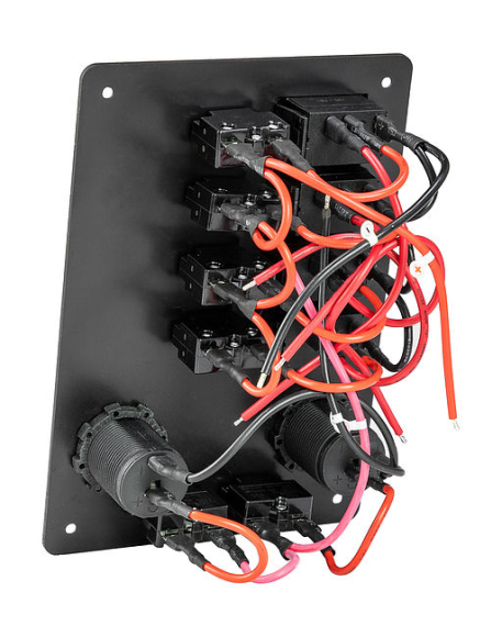 Панель бортового питания, 4 переключателя, 2 разьёма прикуривателя, индикация, автоматы Панель бортового питания, 4 переключателя, 2 разьёма прикуривателя, индикация, автоматы