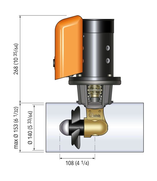 Подруливающее устройство Quick, D140mm, 40KGF, 12 В, (TCD2022 - TCDEX06 - NO TNL)