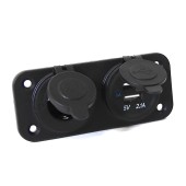 Панель с USB-разъемом NEKEKE 5В/2.4А и прикуривателем, черная Панель с USB-разъемом NEKEKE 5В/2.4А и прикуривателем, черная