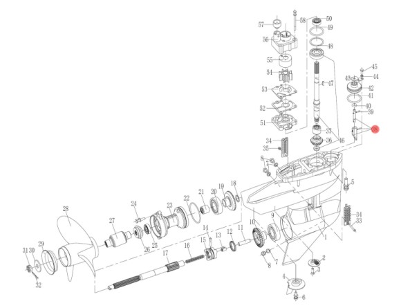 Тяга переключения передач нижняя  (20F-06.00.04.00-S) (PREMARINE)