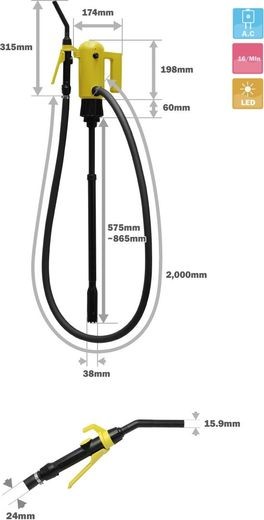 Насос электрический для перекачки жидкостей и ГСМ, 16 л/м
