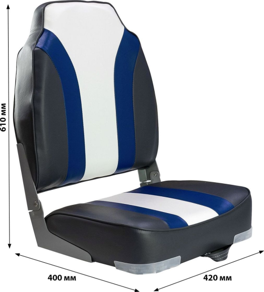 Кресло мягкое складное Rainbow, обивка винил, цвет угольный/синий/белый, Marine Rocket