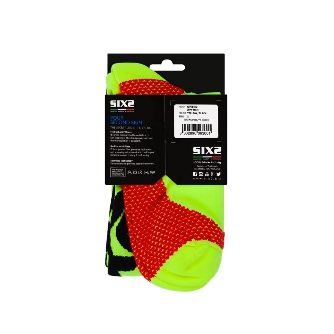 Носки SIXS SPEED2 YELLOW/BLACK, 40/43, Артикул: SPE2-II-GINE