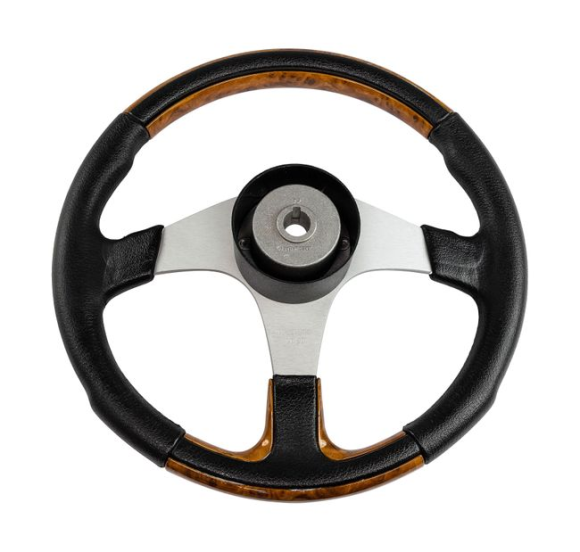 Рулевое колесо EVO MARINE 2 обод черный/коричневый, спицы серебряные д. 355 мм