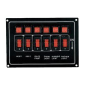 Панель переключателей 6шт горизонтальная черная из алюминия Панель переключателей 6шт горизонтальная черная из алюминия