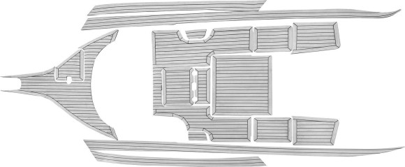 Комплект палубного покрытия для Yamaha FR-26, тик серый, с обкладкой, Marine Rocket