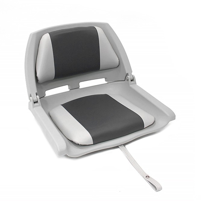 Сиденье пластмассовое складное с подложкой Molded Fold-Down Boat Seat,серо-чёрное