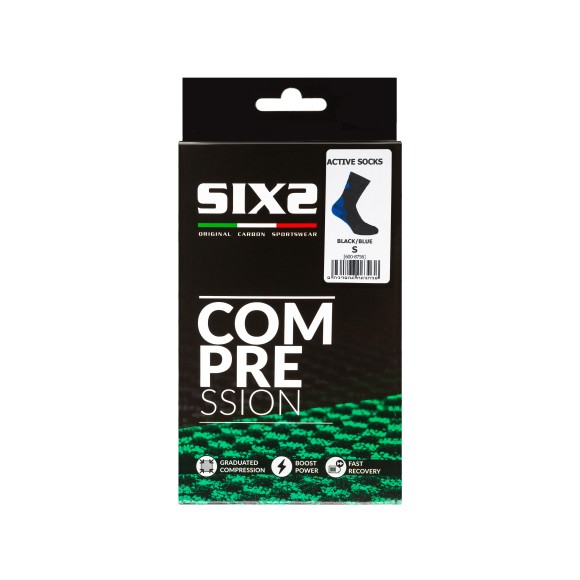 Носки компрессионные SIXS ACTIVE Black/Blue, 36/39 Носки компрессионные SIXS ACTIVE Black/Blue, 36/39