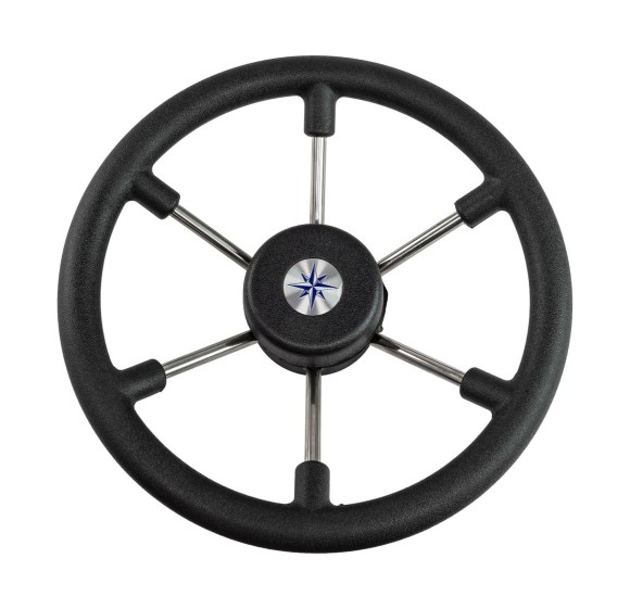 Рулевое колесо LEADER TANEGUM черный обод серебряные спицы д. 330 мм (упаковка из 6 шт.)