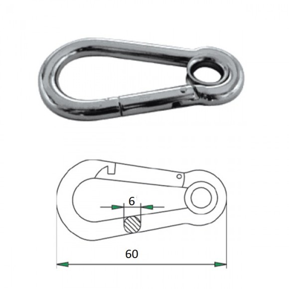 Гак-карабин с проушиной  6х60мм