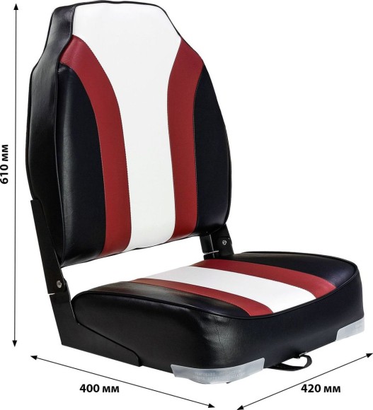 Кресло мягкое складное Rainbow, обивка винил, цвет черный/красный/белый, Marine Rocket