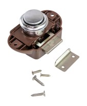 Замок дверной врезной, жемчуженый хром, коричневый корпус, D26мм