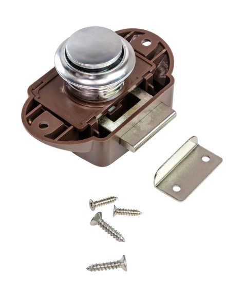 Замок дверной врезной, жемчуженый хром, коричневый корпус, D26мм