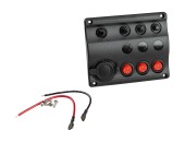 Панель бортового питания 3 переключателя, разъем прикуривателя, индикация, автоматы Панель бортового питания 3 переключателя, разъем прикуривателя, индикация, автоматы