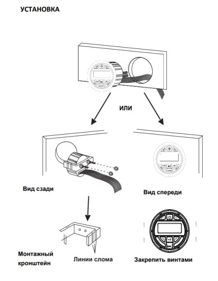 Морская магнитола MRH-833, черный ободок, Marine Rocket