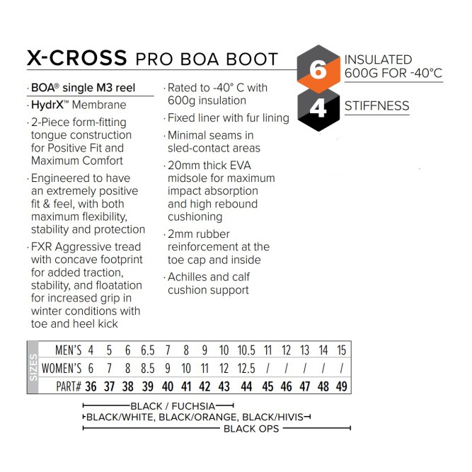 Ботинки FXR X-Cross Pro BOA с утеплителем Black Ops, 9/11/42
