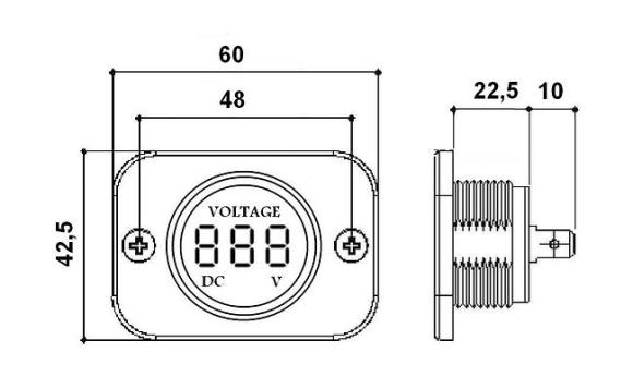 Вольтметр цифровой на панели 5-30 В Вольтметр цифровой на панели 5-30 В