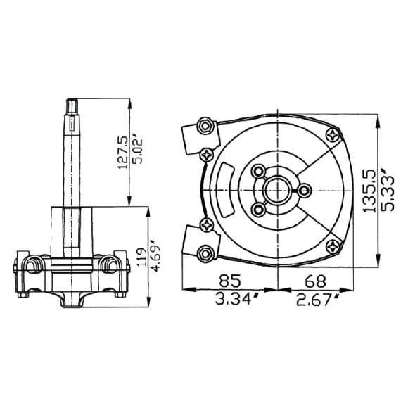 Редуктор рулевой MR7-C с установочным комплектом, Marine Rocket