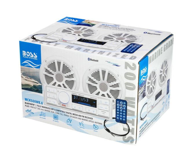 Морская магнитола 1DIN BOSS MCK500WB.6 (комплект2)