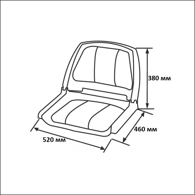 Сиденье пластмассовое складное с подложкой Molded Fold-Down Boat Seat, серое