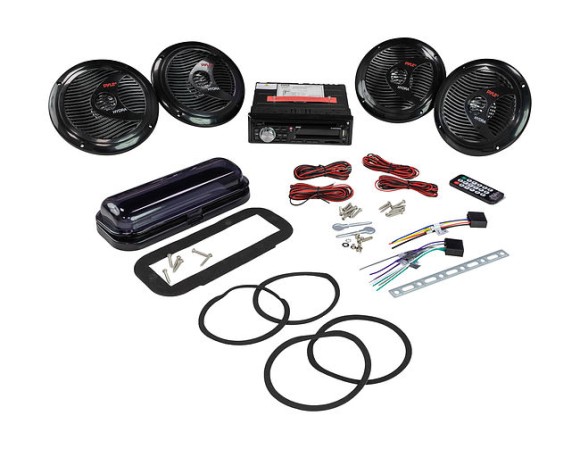 Морская акустика 1DIN PYLE PLCDBT95MRB, комплект